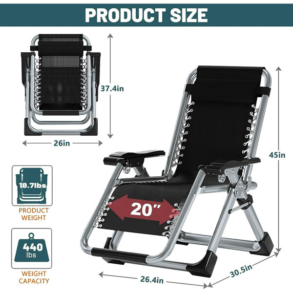 JTANGL 2 Pack Zero Gravity Chair, Padded Adjustable Reclining Lounge